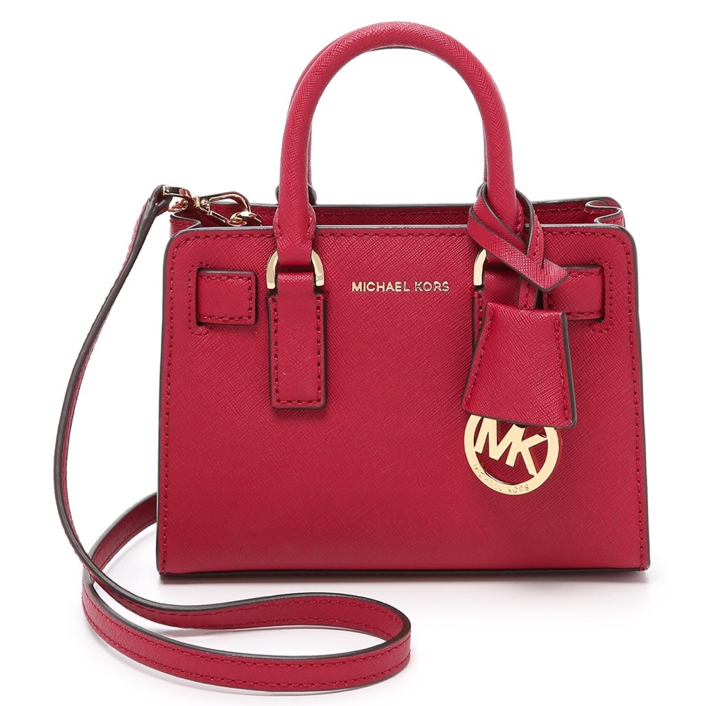 Red MK saffiano satchel